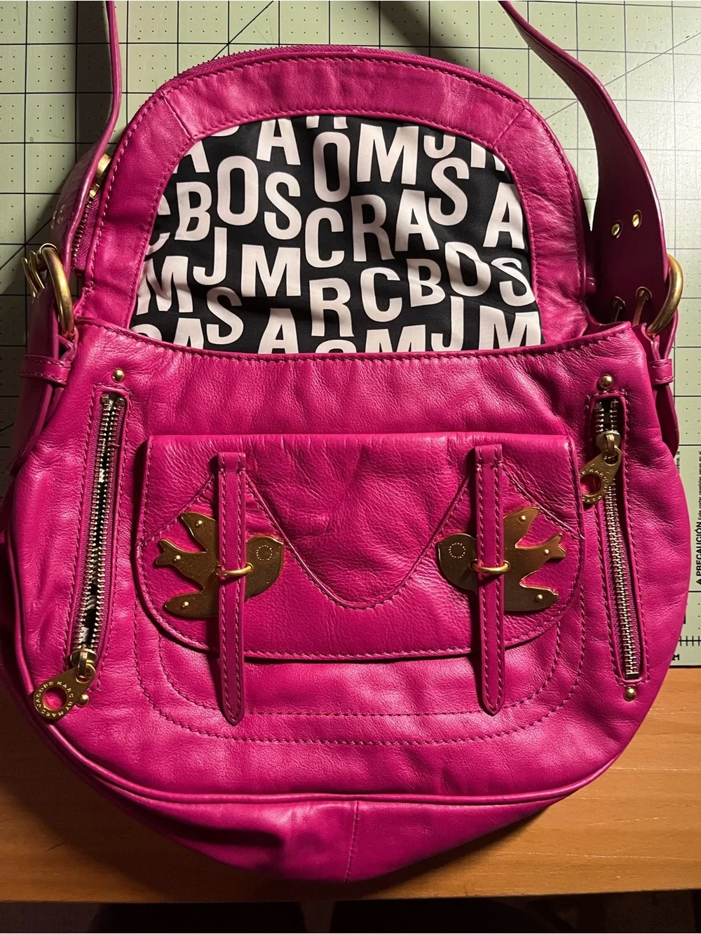 Marc by Marc Jacobs Y2K Pink Leather Shoulder Bag Crossbody Purse Gold Hardware